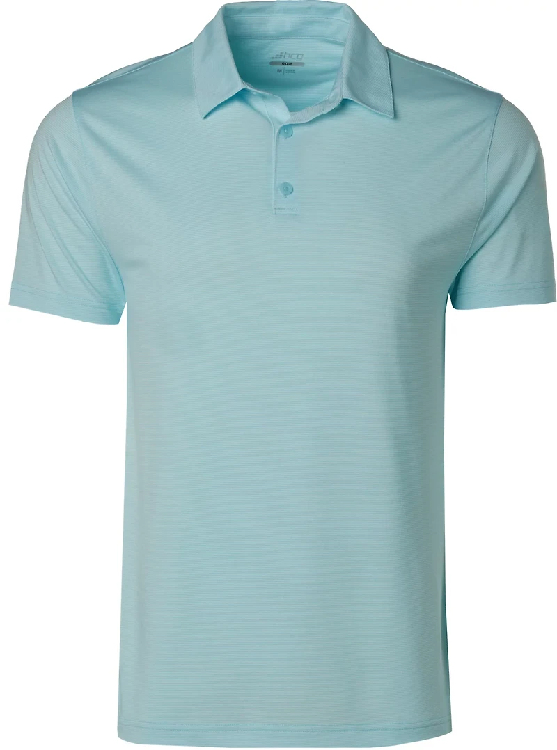 BCG Men's Golf Mini Stripe Short Sleeve Polo Shirt