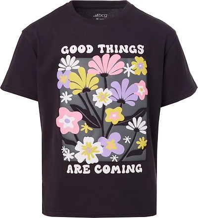 BCG Girls' Lifestyle Cotton Boxy Floral Graphic T-shirt