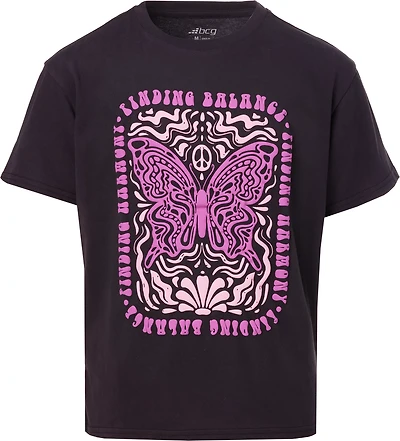 BCG Girls' Lifestyle Cotton Butterfly Short Sleeve T-shirt