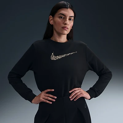 Nike Women's Sportswear Club Crew Leopard Sweatshirt