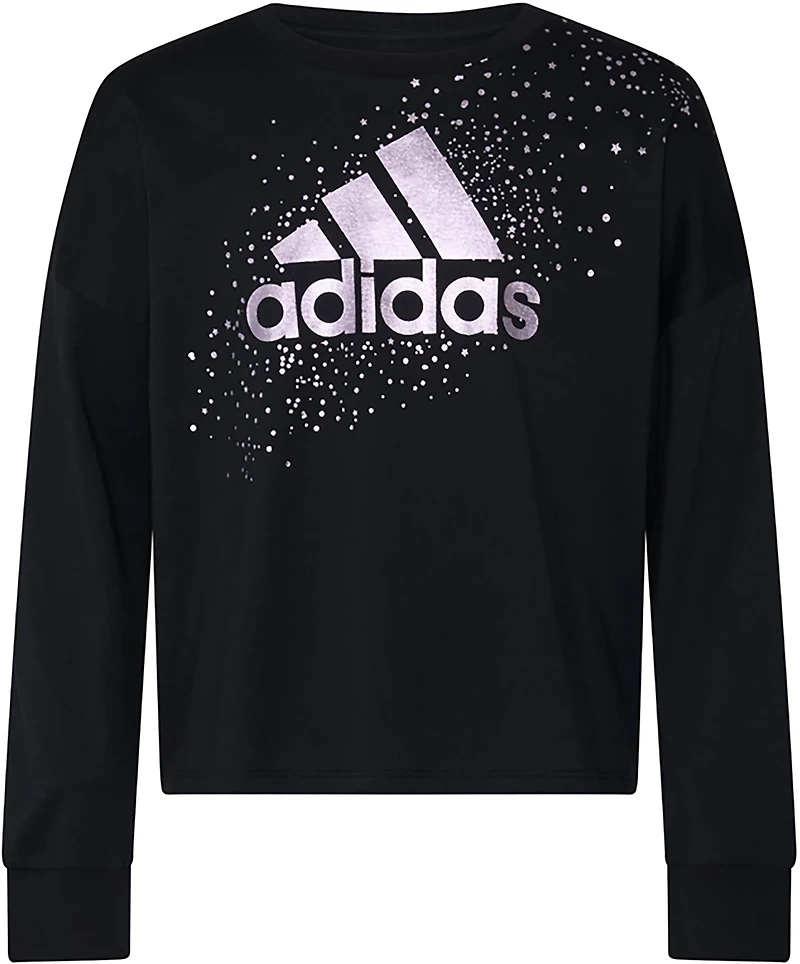 adidas Girls' Long Sleeve Waist Crew Neck Tee