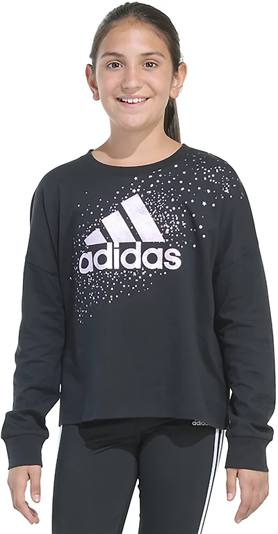 adidas Girls' Long Sleeve Waist Crew Neck Tee