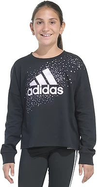 adidas Girls' Long Sleeve Waist Crew Neck Tee