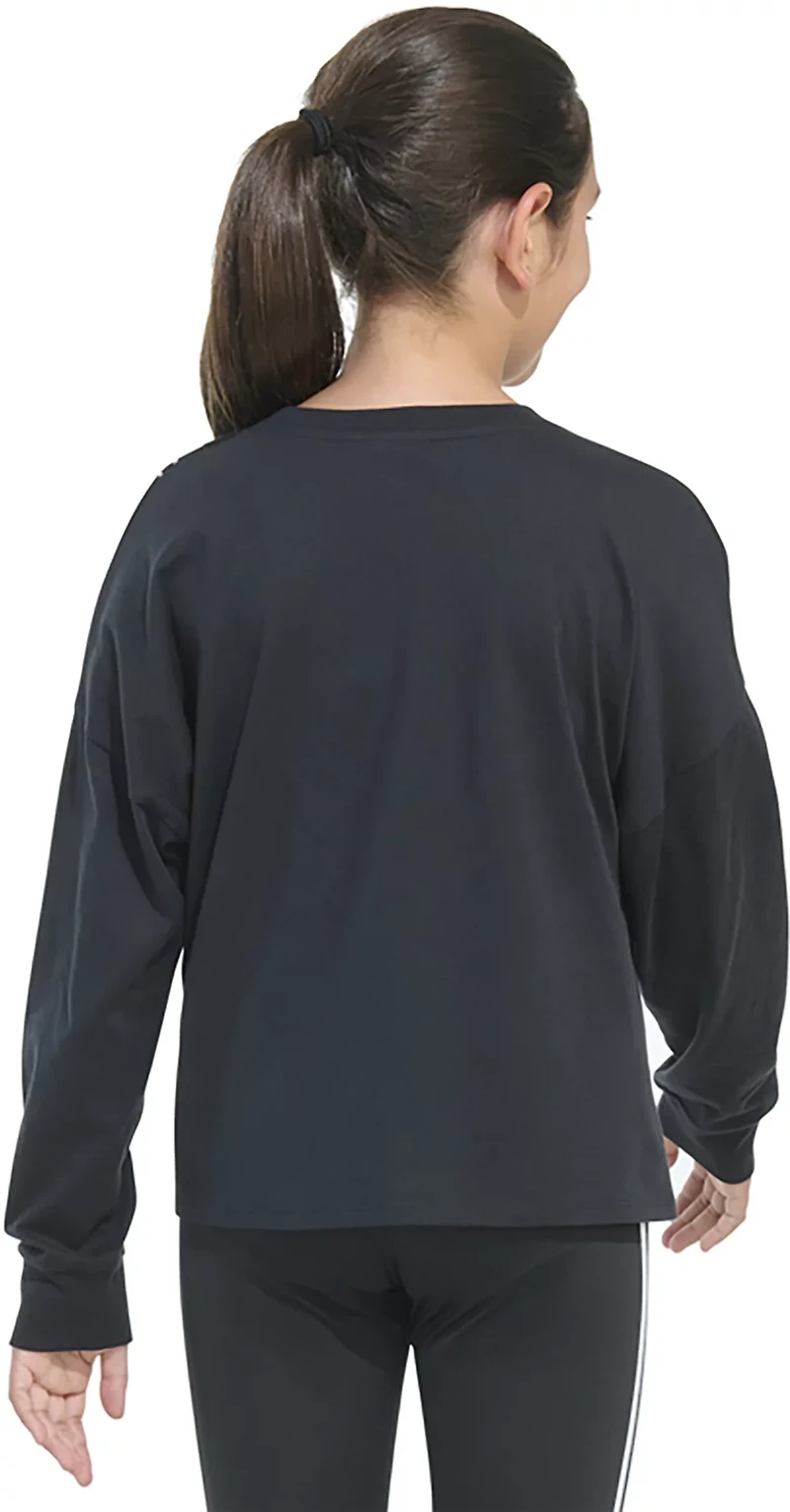 adidas Girls' Long Sleeve Waist Crew Neck Tee