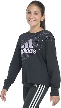 adidas Girls' Long Sleeve Waist Crew Neck Tee