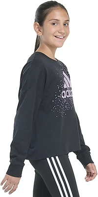 adidas Girls' Long Sleeve Waist Crew Neck Tee