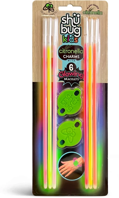 Shubug Kids' Citronella Glow Bracelets with Charms 6-Pack