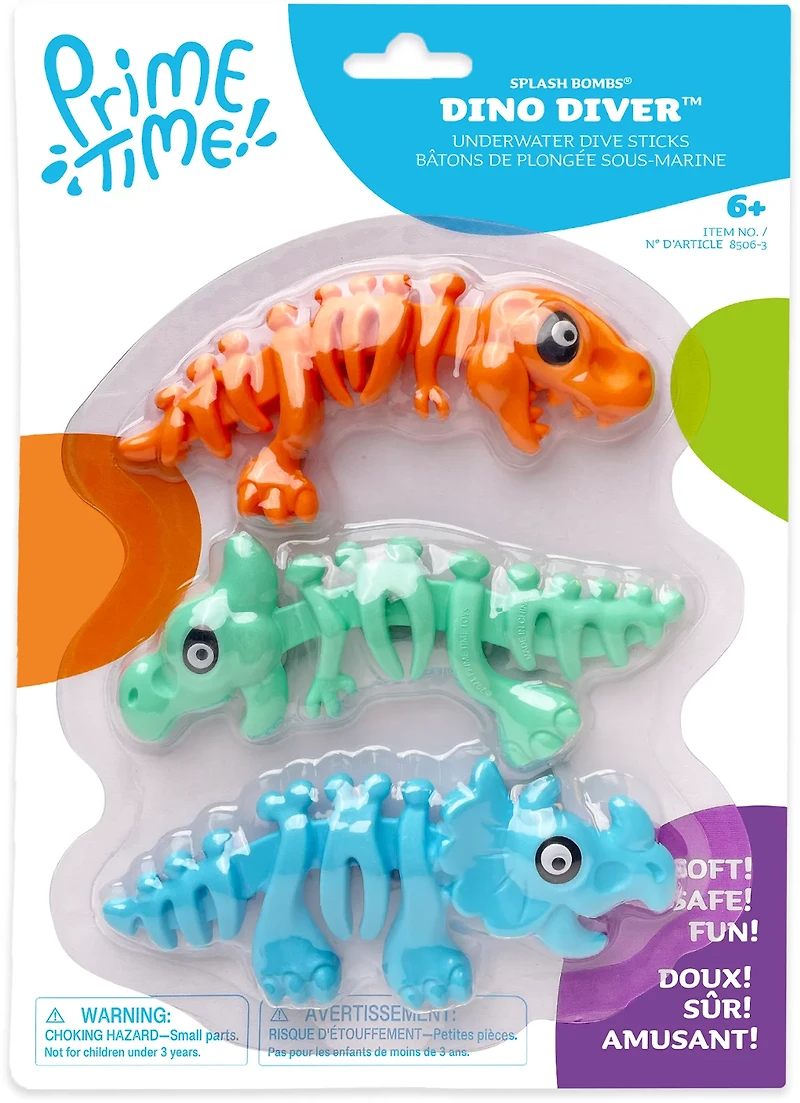 Prime Time Toys Dino Divers Flexible Dive Sticks 3-Pack