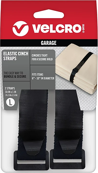 VELCRO Elastic 30 in x 1 in Cinch Straps 2-Pack