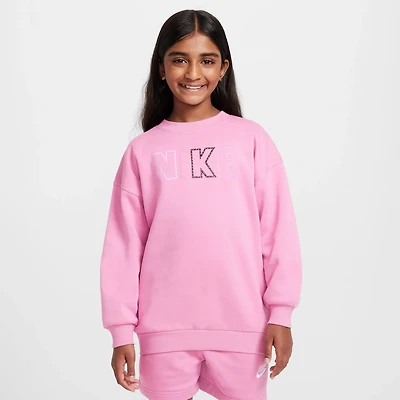 Nike Sportswear Girl's Club Fleece Oversized Crew-Neck Sweatshirt