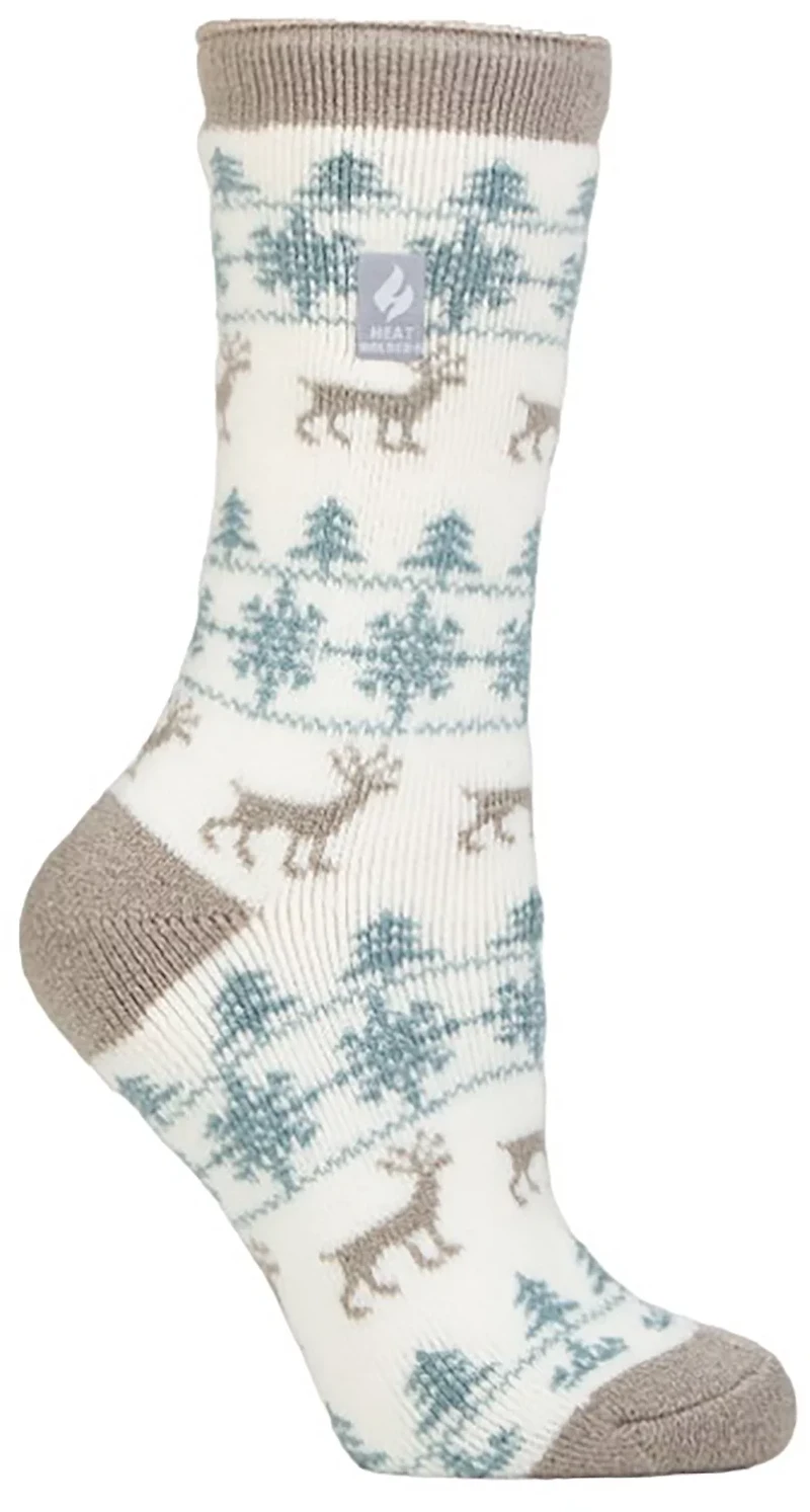 Heat Holders Women's Lite Jade Holiday Outdoor Deer Crew Socks