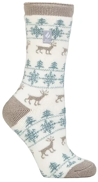 Heat Holders Women's Lite Jade Holiday Outdoor Deer Crew Socks