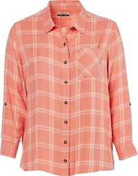 Magellan Outdoors Women's Willow Creek Long Sleeve Plaid Button Down Plus Blouse
