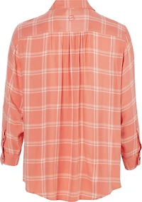 Magellan Outdoors Women's Willow Creek Long Sleeve Plaid Button Down Plus Blouse