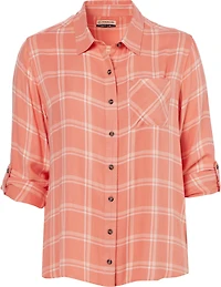 Magellan Outdoors Women's Willow Creek Long Sleeve Plaid Button Down Plus Blouse
