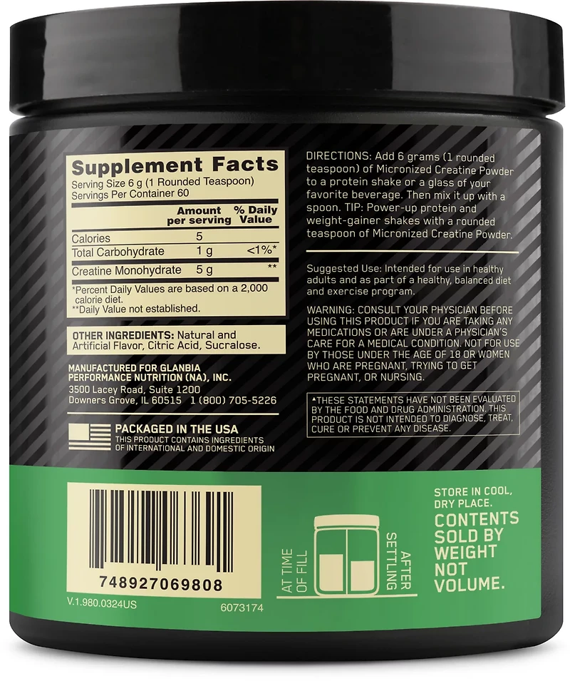 Optimum Nutrition Blueberry Lemonade Creatine Powder