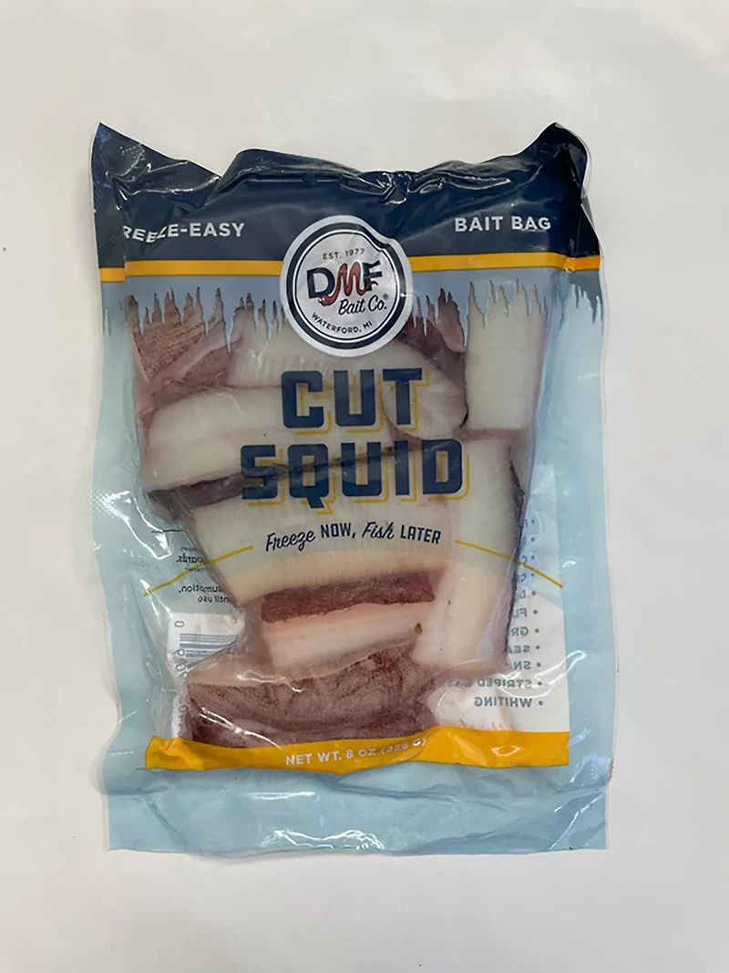 DMF Bait Cut Squid 8 oz Frozen Bait