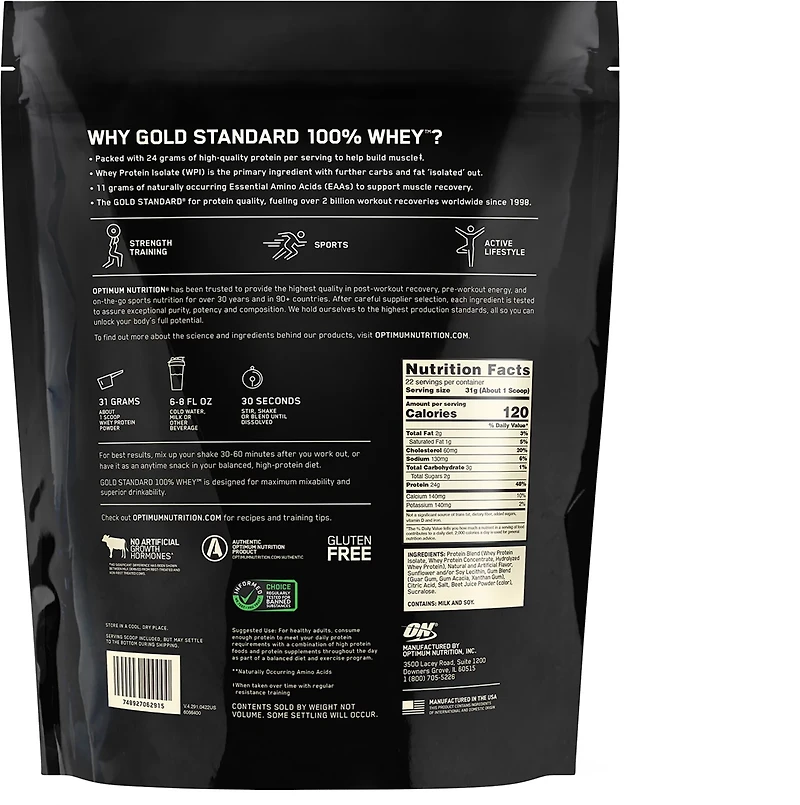 Optimum Nutrition Gold Standard Vanilla Ice Cream 100% Whey Protein Powder