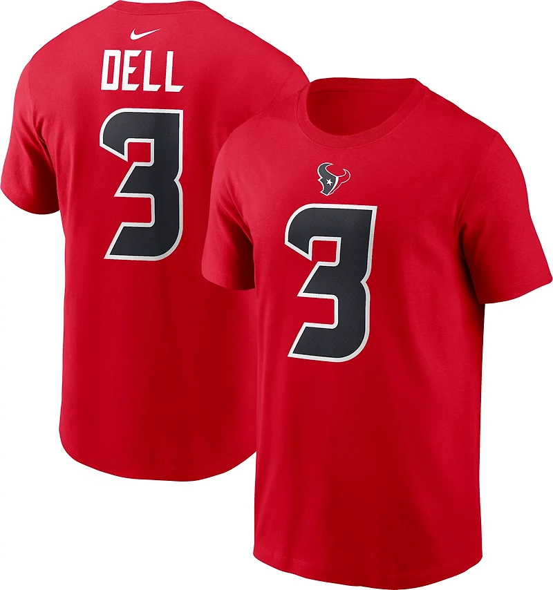 Nike Men's Texans Dell 3 Wordmark Name & Number T-shirt