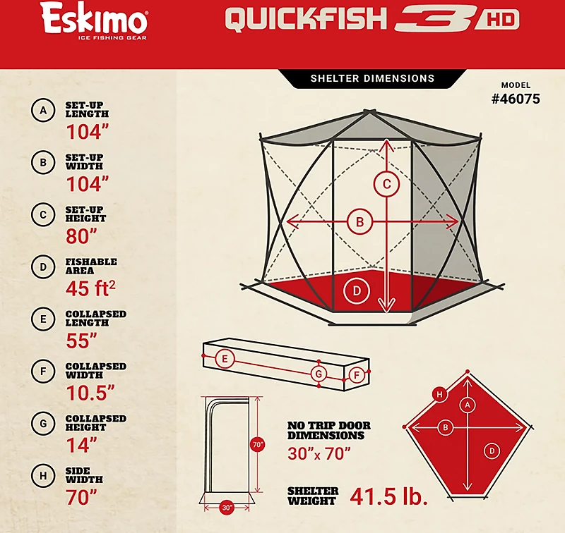 Eskimo QuickFish 3HD Insulated Pop-Up Portable Ice Fishing Shelter