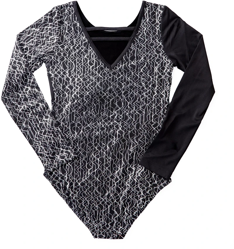Rainbeau Moves Girl's Foil Long Sleeve Leotard