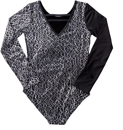 Rainbeau Moves Girl's Foil Long Sleeve Leotard