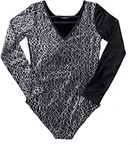 Rainbeau Moves Girl's Foil Long Sleeve Leotard