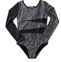 Rainbeau Moves Girl's Foil Long Sleeve Leotard