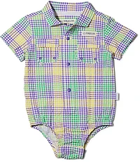 Magellan Outdoors Infant Boys' Mardi Gras Gingham Seersucker Onesie