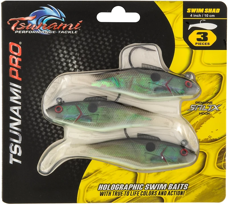 Tsunami Holographic Swim Shad Baits 3-Pack