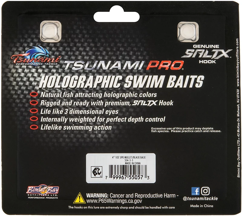 Tsunami Holographic Swim Shad Baits 3-Pack