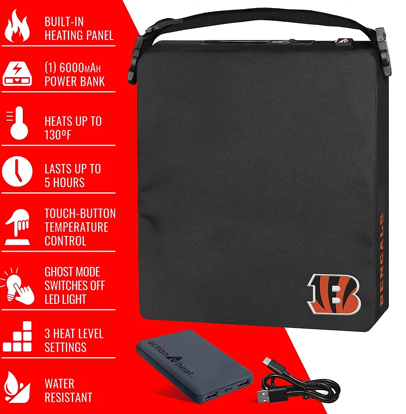 ActionHeat Bengals 5V Battery Heated Seat Cushion