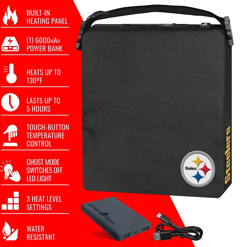 ActionHeat Steelers 5V Battery Heated Seat Cushion