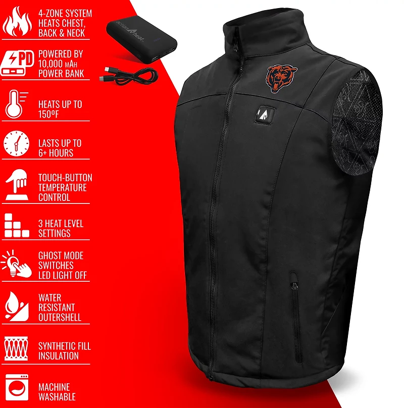 ActionHeat Men's Chicago Bears 5V Softshell Battery Heated Vest