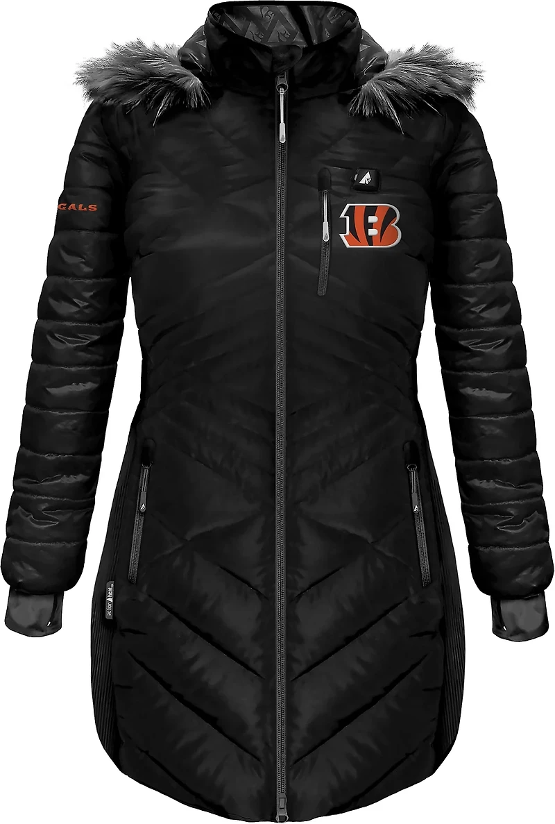 ActionHeat Women's Bengals 5V Long Puffer Battery Heated Jacket