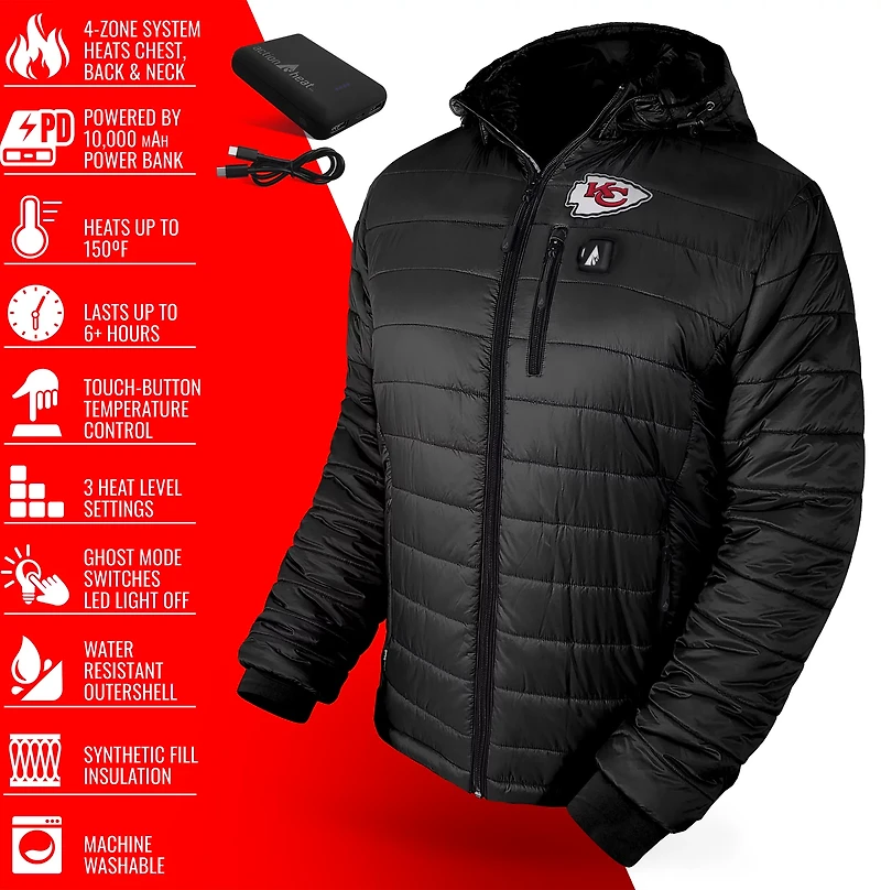 ActionHeat Men's Kansas City Chiefs 5V Puffer Battery Heated Jacket