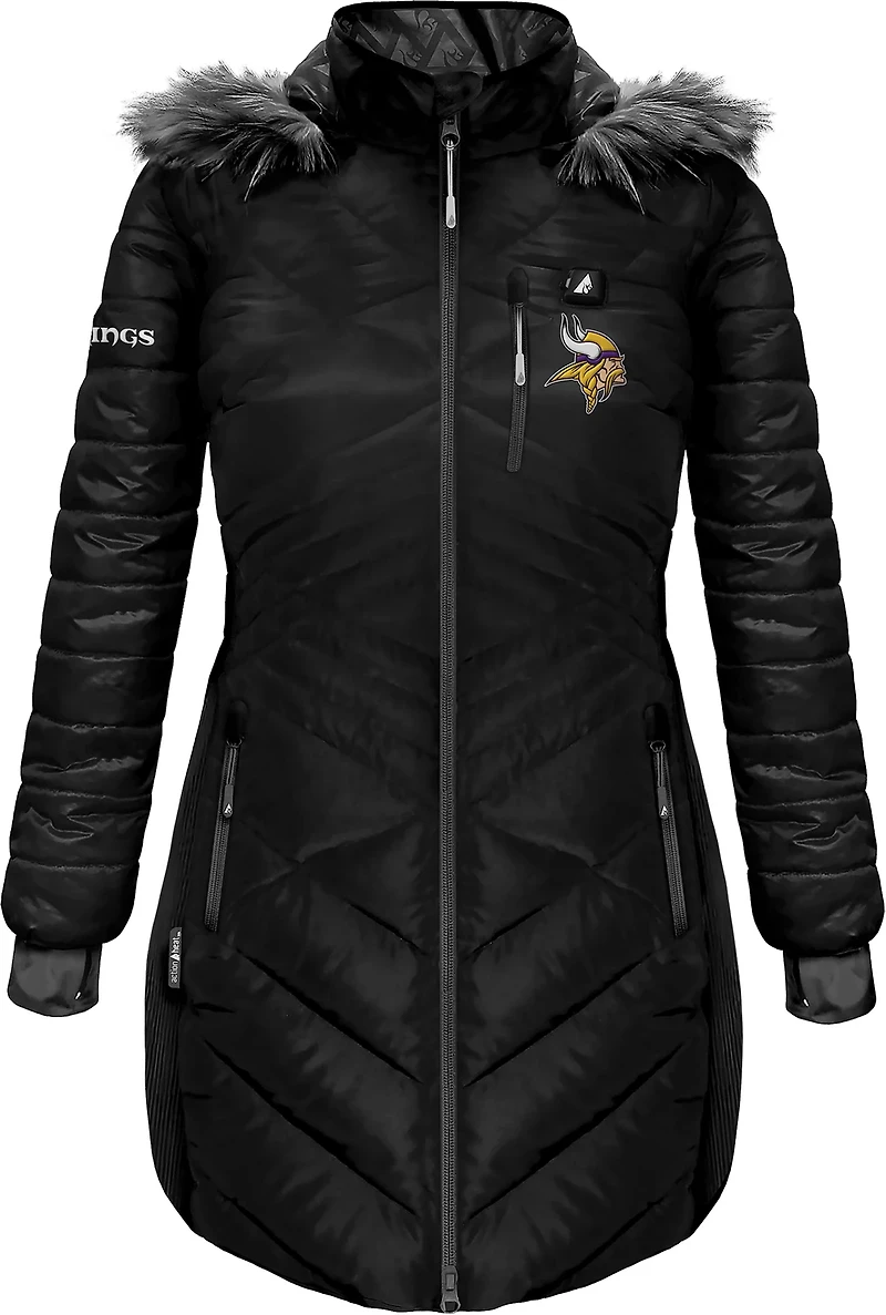 ActionHeat Women's Vikings 5V Long Puffer Battery Heated Jacket