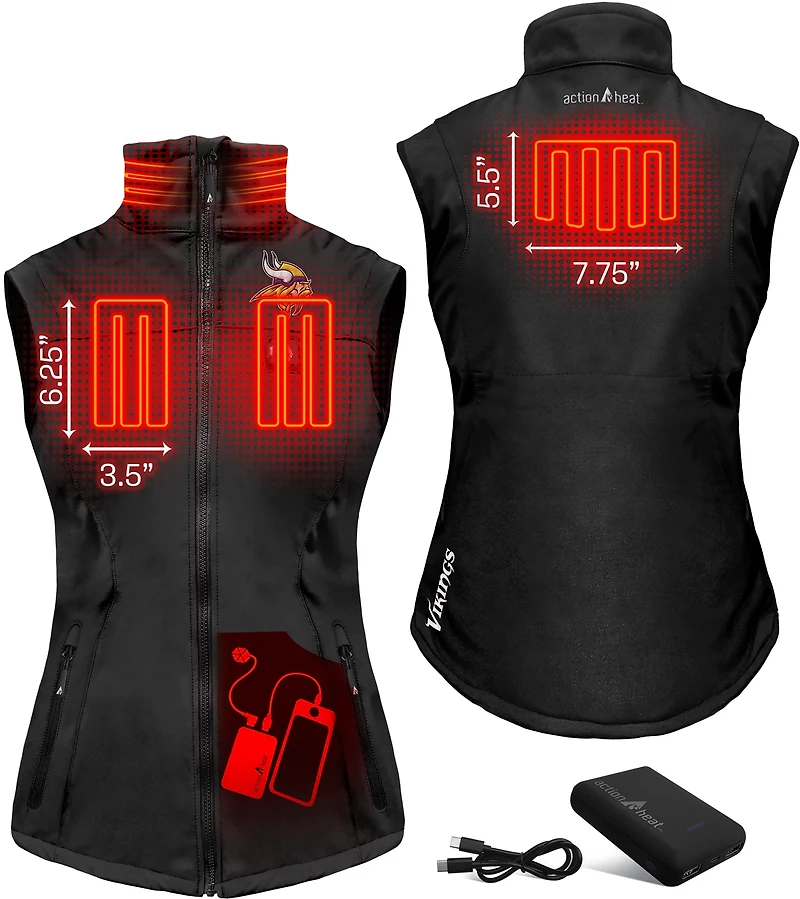 ActionHeat Women's Vikings 5V Softshell Battery Heated Vest