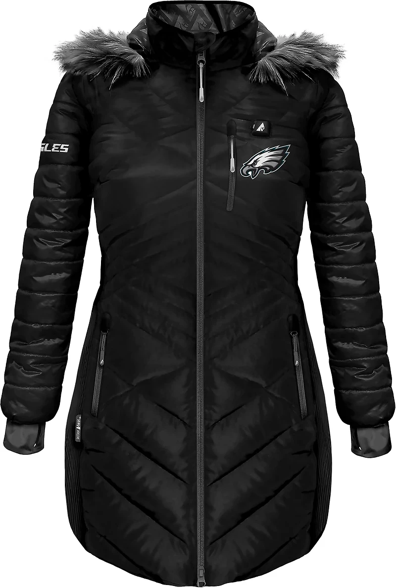 ActionHeat Women's Eagles 5V Long Puffer Battery Heated Jacket