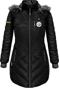 ActionHeat Women's Steelers 5V Long Puffer Battery Heated Jacket