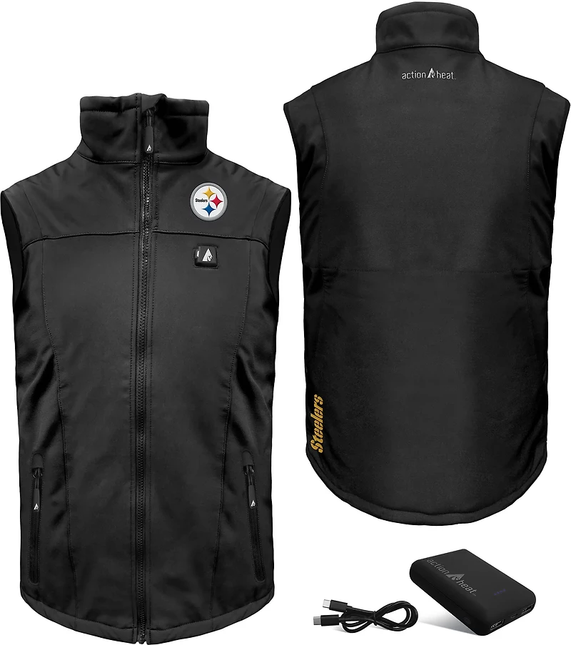 ActionHeat Men's Steelers 5V Softshell Battery Heated Vest