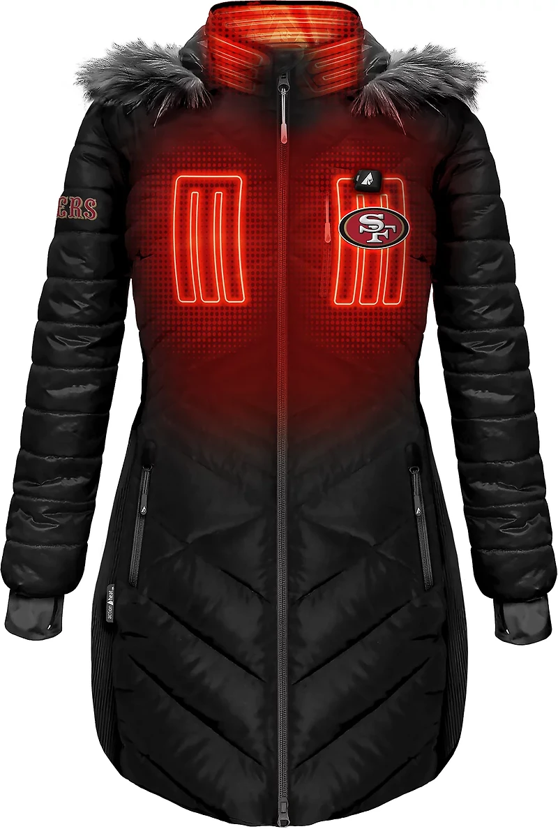 ActionHeat Women's 49ers 5V Long Puffer Battery Heated Jacket