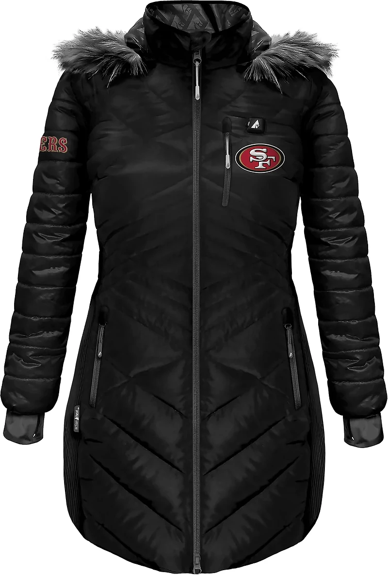 ActionHeat Women's 49ers 5V Long Puffer Battery Heated Jacket