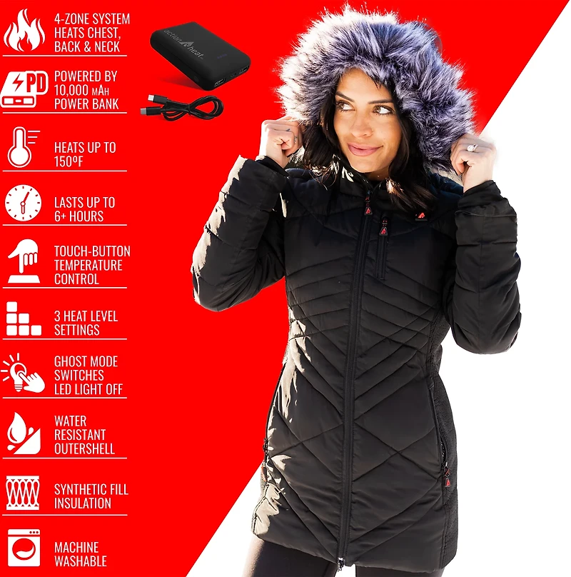 ActionHeat Women's 49ers 5V Long Puffer Battery Heated Jacket