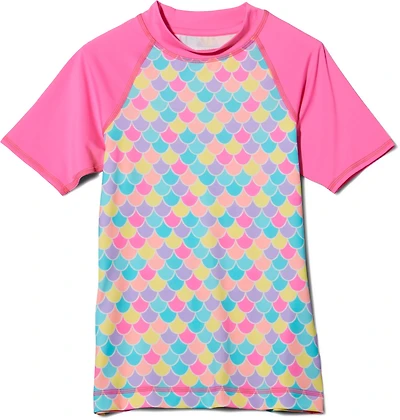 O'Rageous Girls' Mermaid Printed Short Sleeve Rash Guard