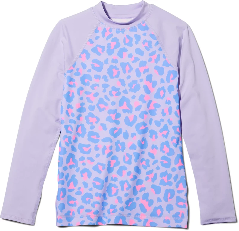 O'Rageous Girls' Leopard Printed Long Sleeve Rash Guard
