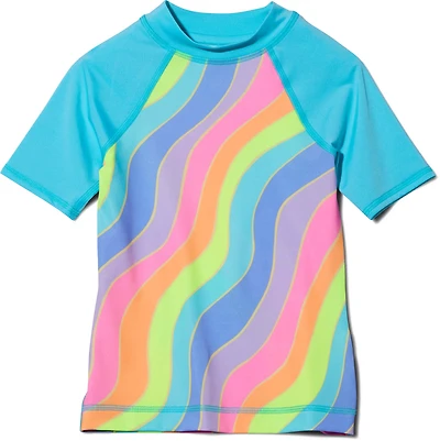 O'Rageous Girls' 4-7 Animal Printed Short Sleeve Rash Guard