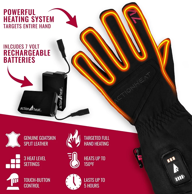 ActionHeat Adults' 7V Rugged Leather Heated Work Gloves