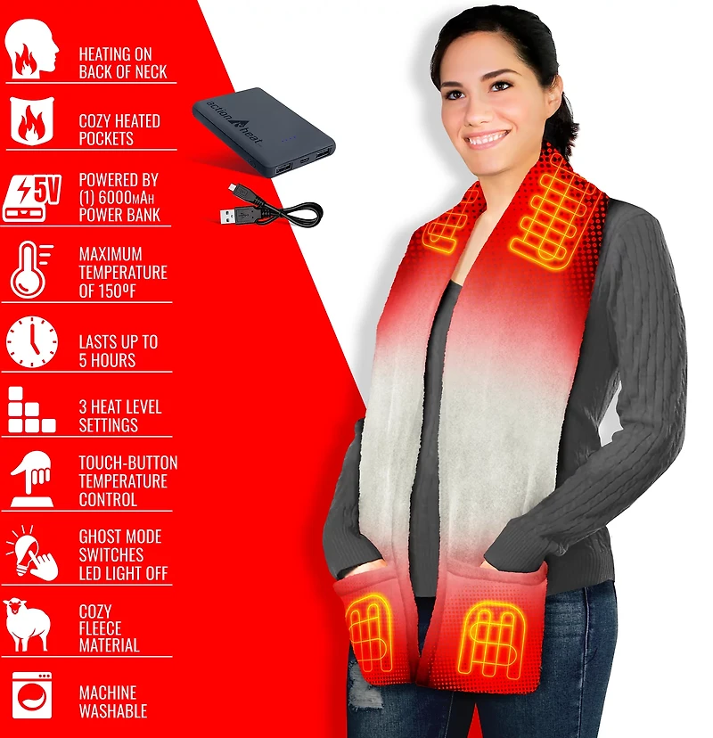 ActionHeat 5 V Battery Heated Fleece Scarf