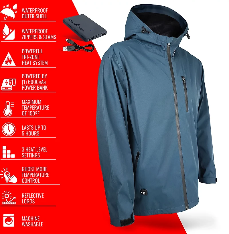 ActionHeat Men’s 5V Battery Heated Rain Jacket